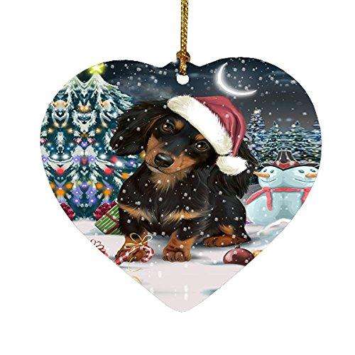 Have a Holly Jolly Dachshund Dog Christmas Heart Ornament POR1811