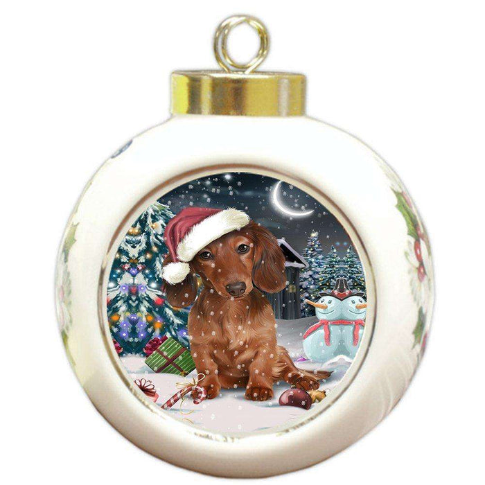 Have a Holly Jolly Dachshund Dog Christmas Round Ball Ornament POR714