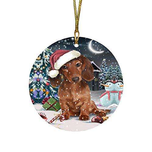 Have a Holly Jolly Dachshund Dog Christmas Round Flat Ornament POR1278