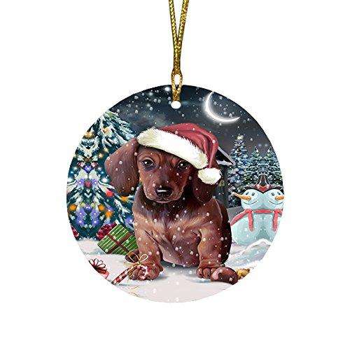 Have a Holly Jolly Dachshund Dog Christmas Round Flat Ornament POR1280