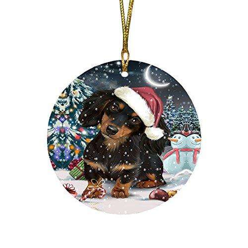 Have a Holly Jolly Dachshund Dog Christmas Round Flat Ornament POR1281