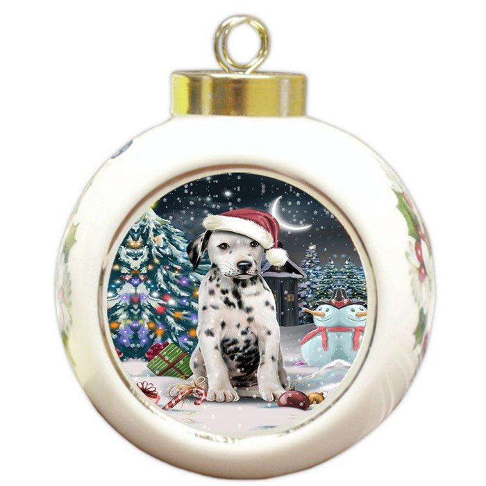 Have a Holly Jolly Dalmatian Dog Christmas Round Ball Ornament POR854