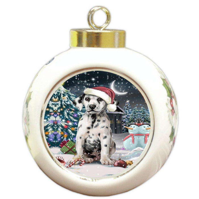 Have a Holly Jolly Dalmatian Dog Christmas Round Ball Ornament POR855
