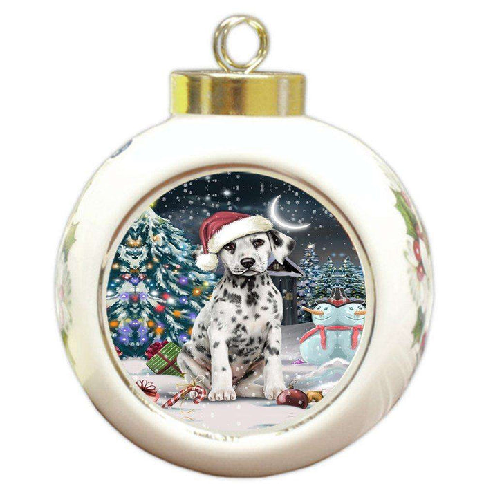 Have a Holly Jolly Dalmatian Dog Christmas Round Ball Ornament POR856