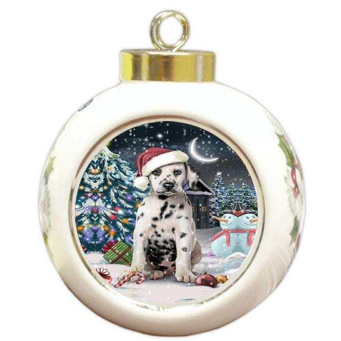 Have a Holly Jolly Dalmatian Dog Christmas Round Ball Ornament POR857