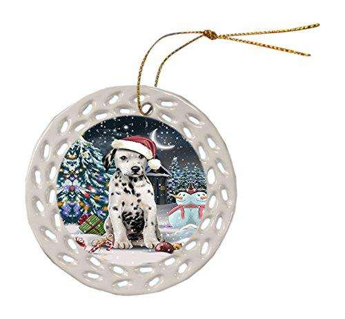 Have a Holly Jolly Dalmatian Dog Christmas Round Doily Ornament POR218