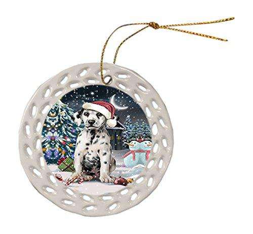 Have a Holly Jolly Dalmatian Dog Christmas Round Doily Ornament POR219