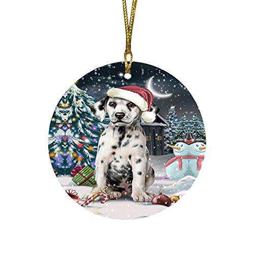 Have a Holly Jolly Dalmatian Dog Christmas Round Flat Ornament POR1419