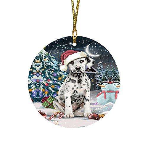 Have a Holly Jolly Dalmatian Dog Christmas Round Flat Ornament POR1420