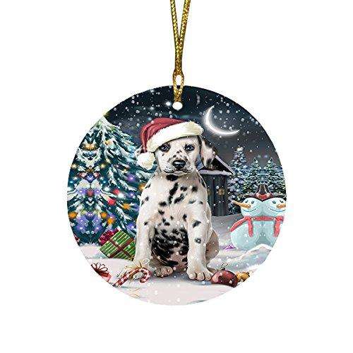 Have a Holly Jolly Dalmatian Dog Christmas Round Flat Ornament POR1421