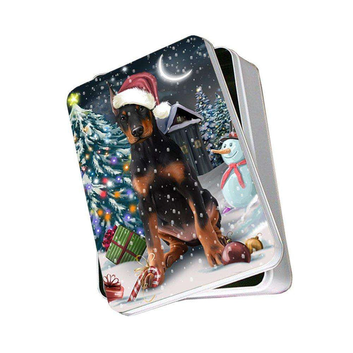 Have a Holly Jolly Doberman Pinscher Dog Christmas Photo Storage Tin PTIN0176