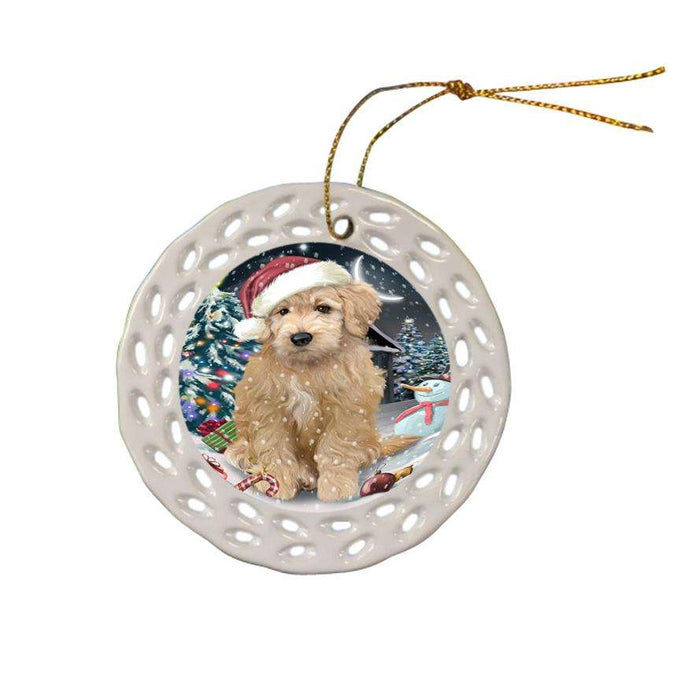 Have a Holly Jolly Goldendoodle Dog Christmas  Ceramic Doily Ornament DPOR51652