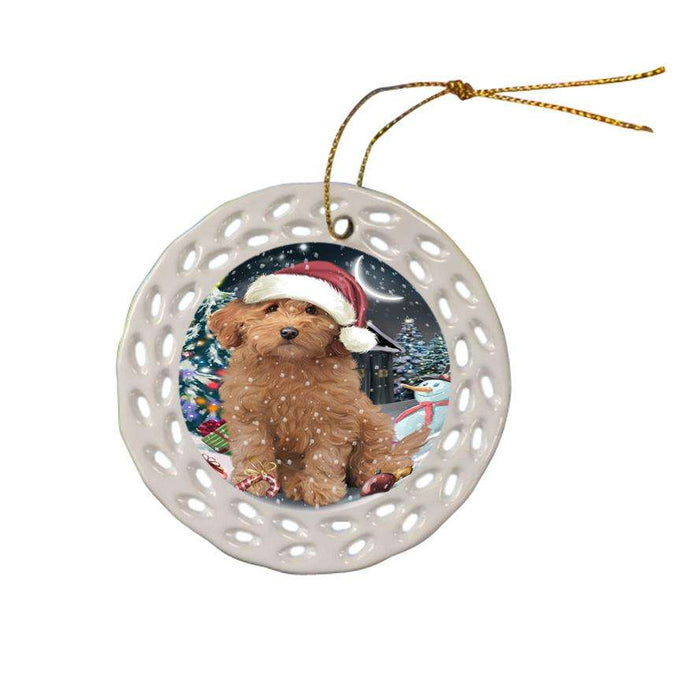 Have a Holly Jolly Goldendoodle Dog Christmas  Ceramic Doily Ornament DPOR51653