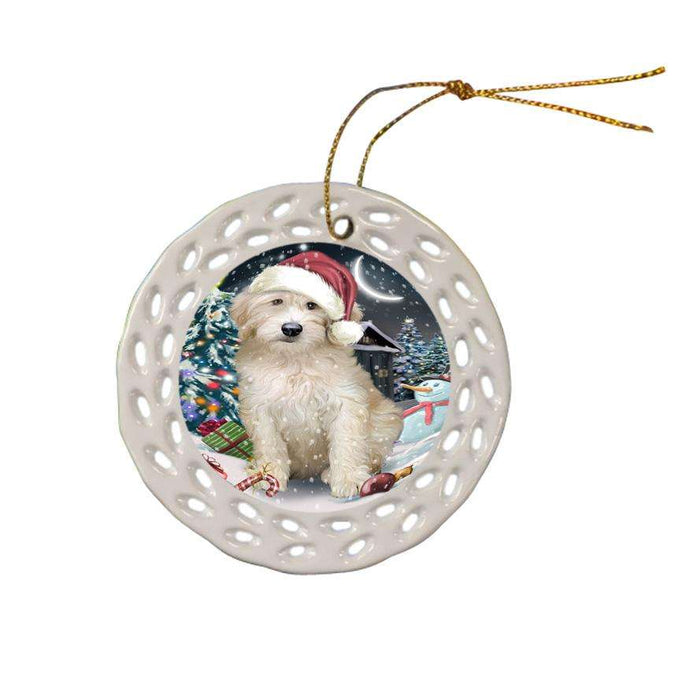 Have a Holly Jolly Goldendoodle Dog Christmas  Ceramic Doily Ornament DPOR51655