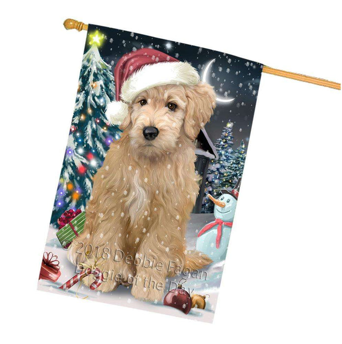 Have a Holly Jolly Goldendoodle Dog Christmas  House Flag FLG51785