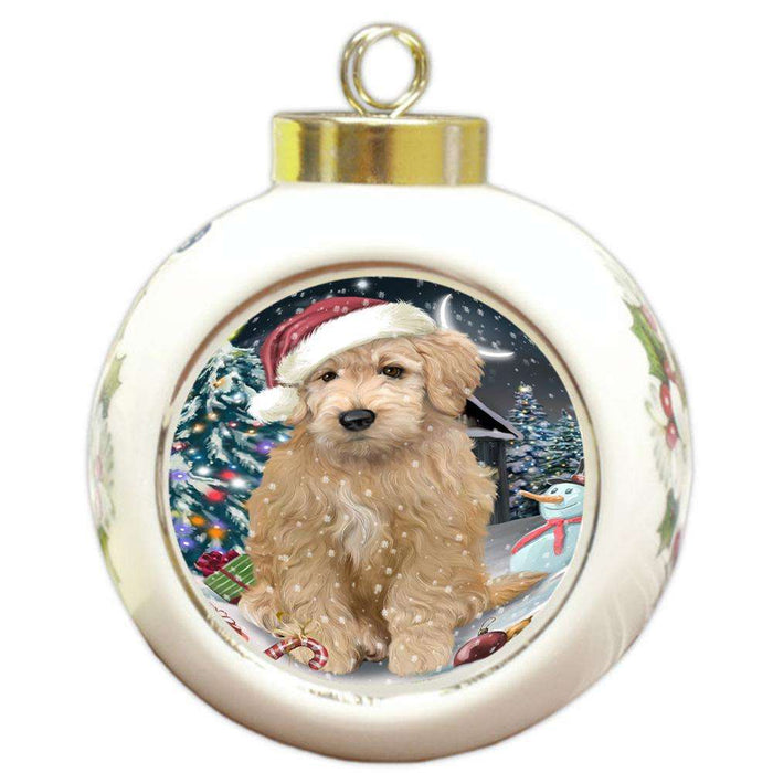 Have a Holly Jolly Goldendoodle Dog Christmas  Round Ball Christmas Ornament RBPOR51652