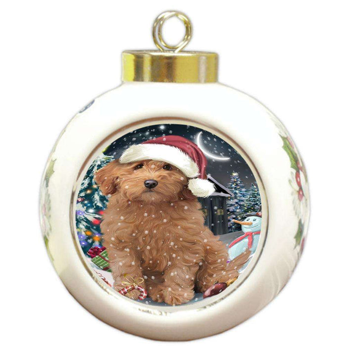 Have a Holly Jolly Goldendoodle Dog Christmas  Round Ball Christmas Ornament RBPOR51653