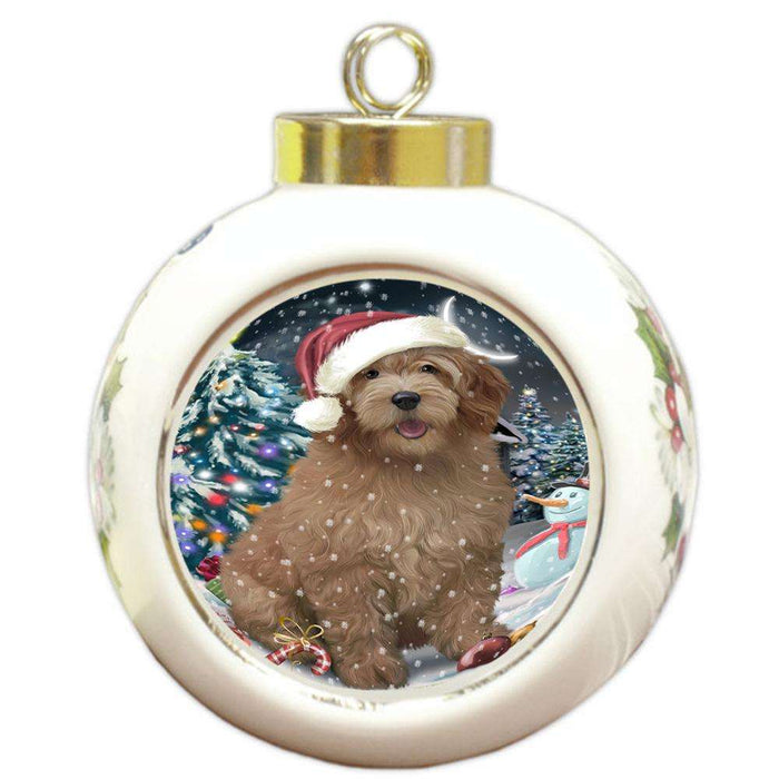 Have a Holly Jolly Goldendoodle Dog Christmas  Round Ball Christmas Ornament RBPOR51654