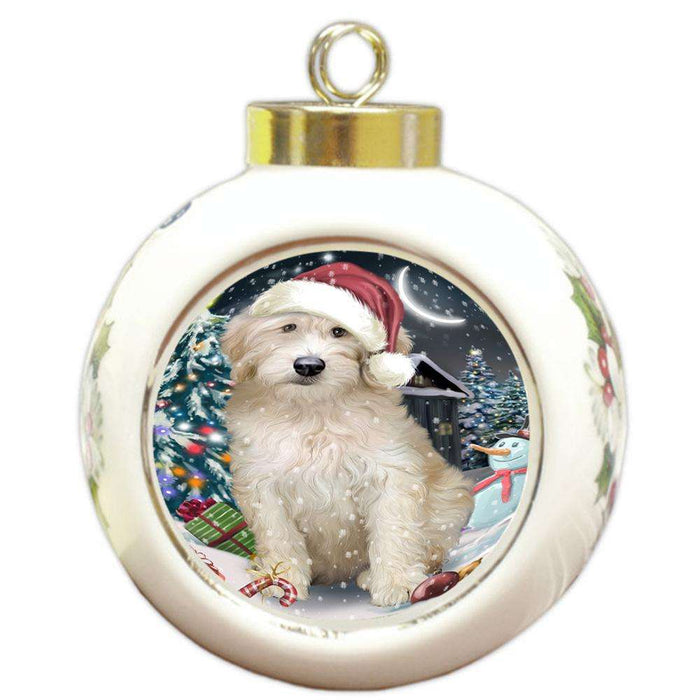 Have a Holly Jolly Goldendoodle Dog Christmas  Round Ball Christmas Ornament RBPOR51655