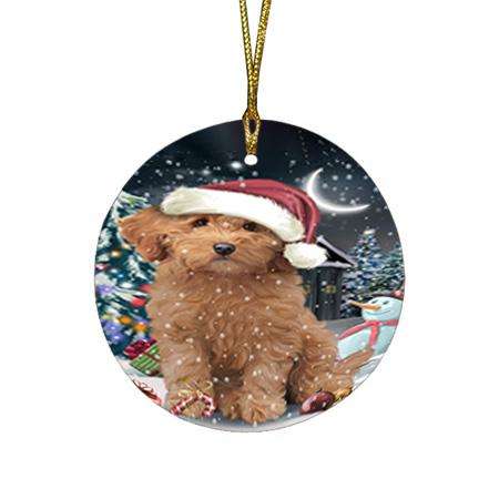 Have a Holly Jolly Goldendoodle Dog Christmas  Round Flat Christmas Ornament RFPOR51644