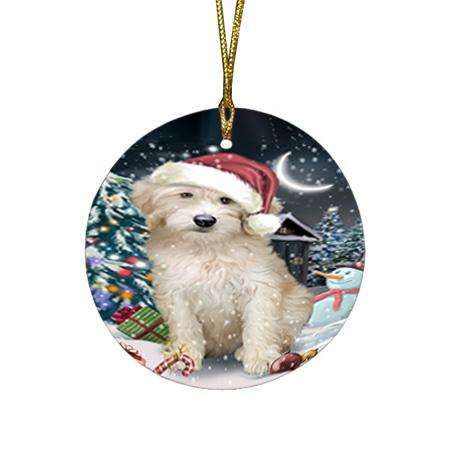 Have a Holly Jolly Goldendoodle Dog Christmas  Round Flat Christmas Ornament RFPOR51646