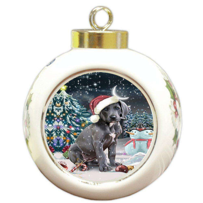 Have a Holly Jolly Great Dane Dog Christmas Round Ball Ornament POR727