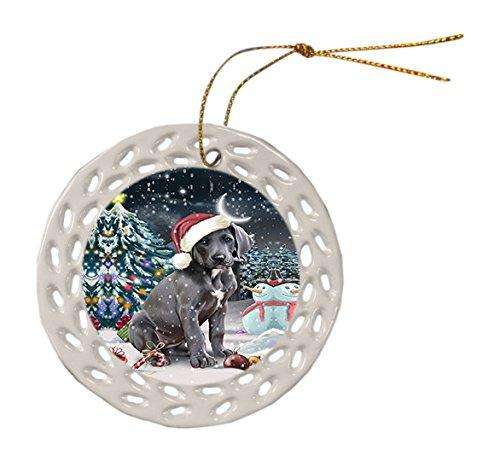 Have a Holly Jolly Great Dane Dog Christmas Round Doily Ornament POR091