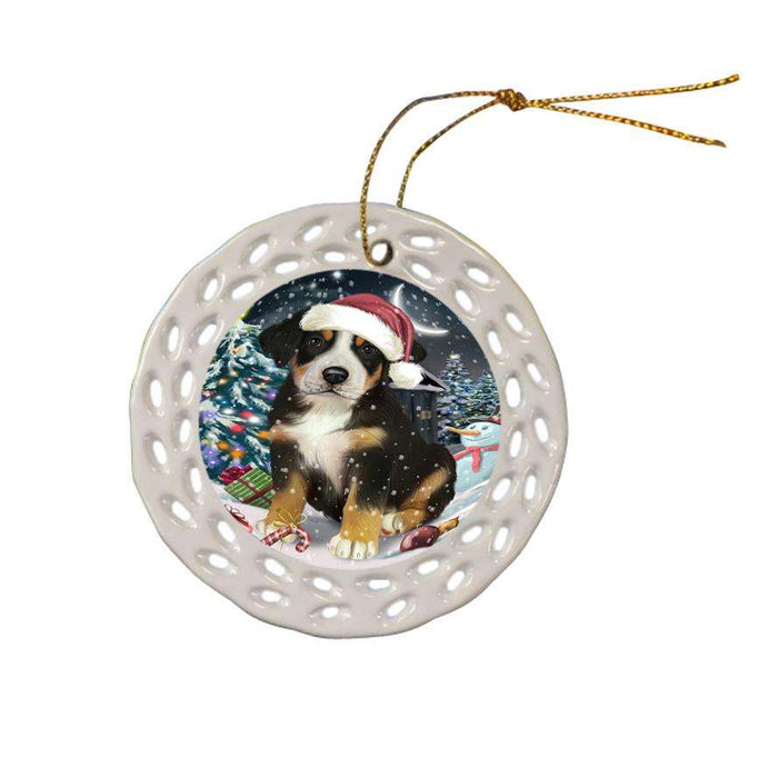 Have a Holly Jolly Greater Swiss Mountain Dog Christmas  Ceramic Doily Ornament DPOR51658