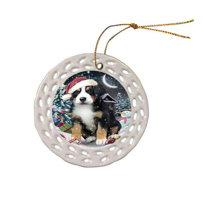 Have a Holly Jolly Greater Swiss Mountain Dog Christmas  Ceramic Doily Ornament DPOR51659