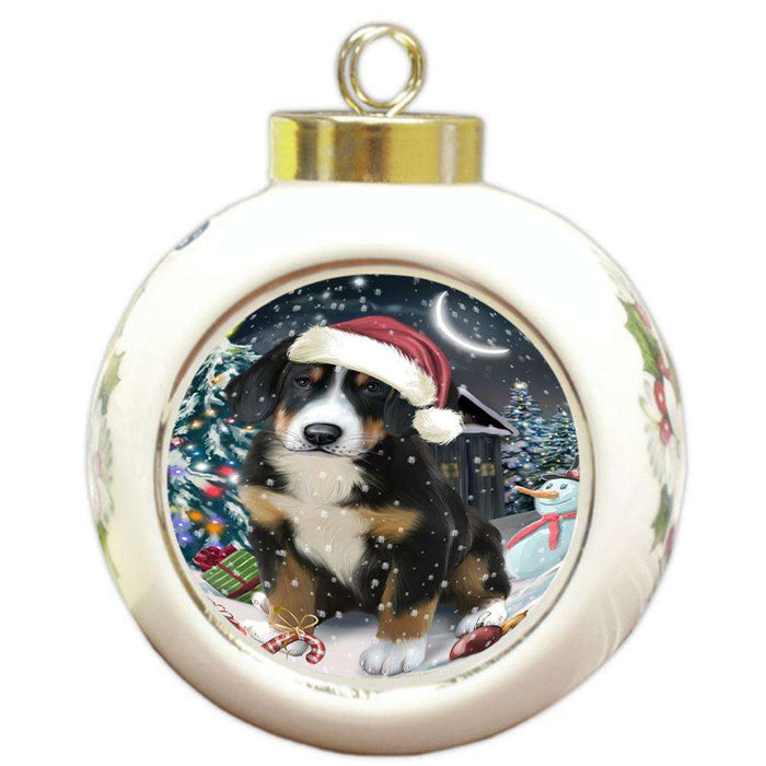 Have a Holly Jolly Greater Swiss Mountain Dog Christmas  Round Ball Christmas Ornament RBPOR51657