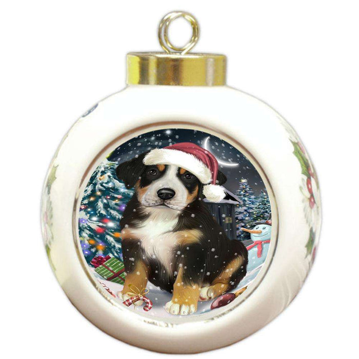 Have a Holly Jolly Greater Swiss Mountain Dog Christmas  Round Ball Christmas Ornament RBPOR51658