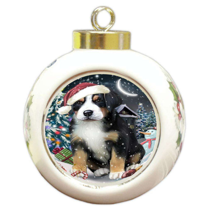 Have a Holly Jolly Greater Swiss Mountain Dog Christmas  Round Ball Christmas Ornament RBPOR51659
