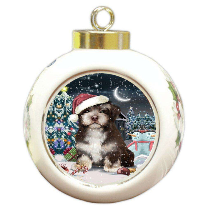 Have a Holly Jolly Havanese Dog Christmas Round Ball Ornament POR731
