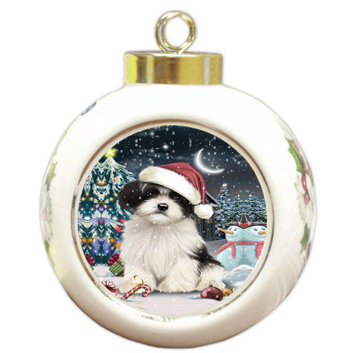 Have a Holly Jolly Havanese Dog Christmas Round Ball Ornament POR732