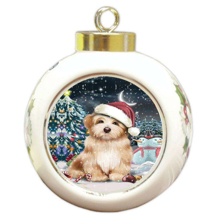 Have a Holly Jolly Havanese Dog Christmas Round Ball Ornament POR733