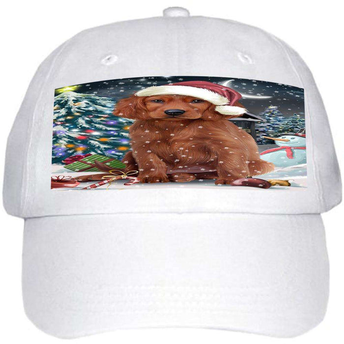 Have a Holly Jolly Irish Setter Dog Christmas Ball Hat Cap HAT58719