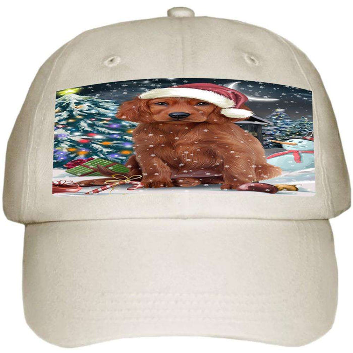 Have a Holly Jolly Irish Setter Dog Christmas Ball Hat Cap HAT58719