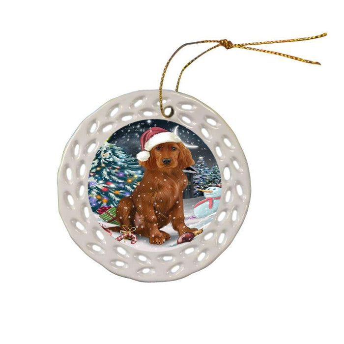 Have a Holly Jolly Irish Setter Dog Christmas  Ceramic Doily Ornament DPOR51660