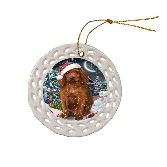 Have a Holly Jolly Irish Setter Dog Christmas  Ceramic Doily Ornament DPOR51661