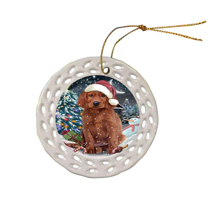 Have a Holly Jolly Irish Setter Dog Christmas  Ceramic Doily Ornament DPOR51662