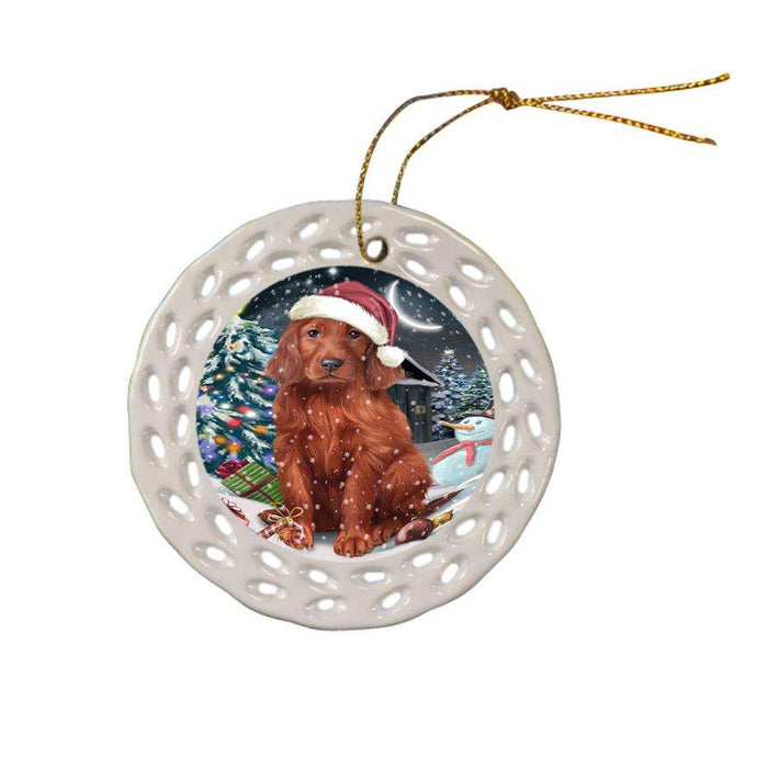 Have a Holly Jolly Irish Setter Dog Christmas  Ceramic Doily Ornament DPOR51663