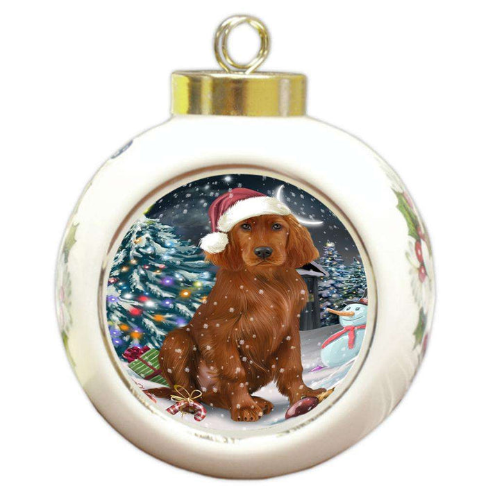 Have a Holly Jolly Irish Setter Dog Christmas  Round Ball Christmas Ornament RBPOR51660