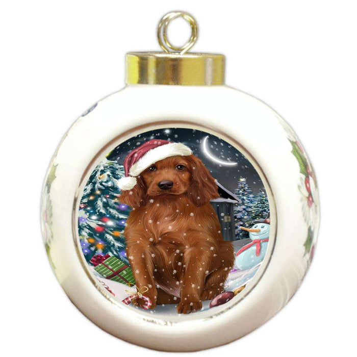 Have a Holly Jolly Irish Setter Dog Christmas  Round Ball Christmas Ornament RBPOR51661