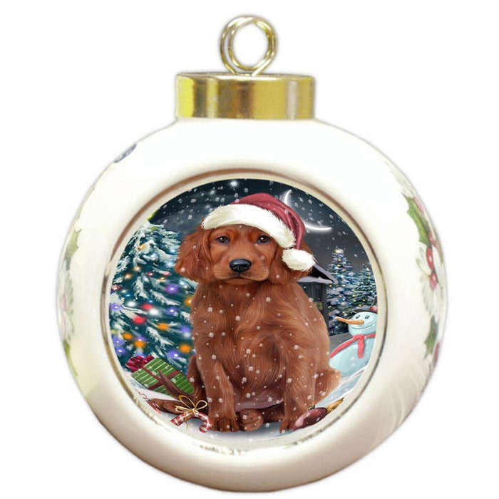 Have a Holly Jolly Irish Setter Dog Christmas  Round Ball Christmas Ornament RBPOR51662