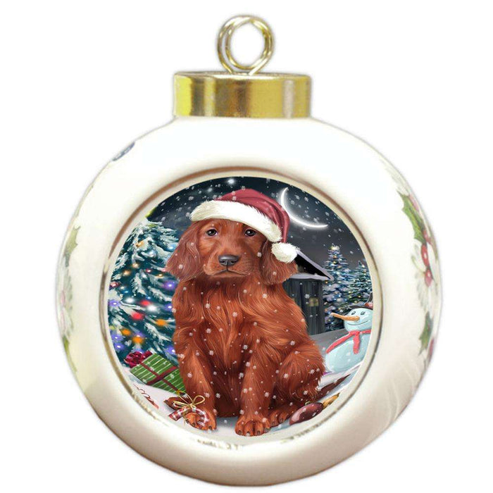 Have a Holly Jolly Irish Setter Dog Christmas  Round Ball Christmas Ornament RBPOR51663