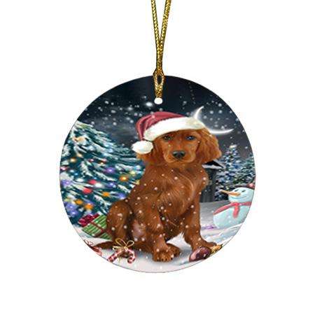 Have a Holly Jolly Irish Setter Dog Christmas  Round Flat Christmas Ornament RFPOR51651