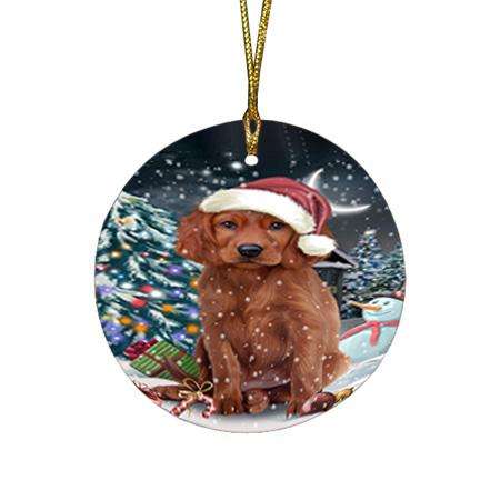Have a Holly Jolly Irish Setter Dog Christmas  Round Flat Christmas Ornament RFPOR51653