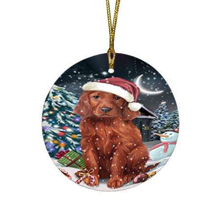 Have a Holly Jolly Irish Setter Dog Christmas  Round Flat Christmas Ornament RFPOR51654