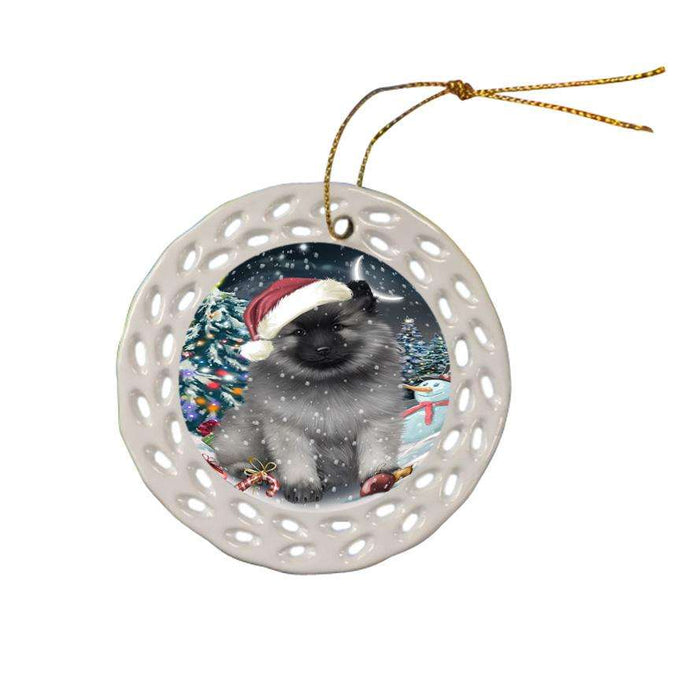 Have a Holly Jolly Keeshond Dog Christmas  Ceramic Doily Ornament DPOR51664
