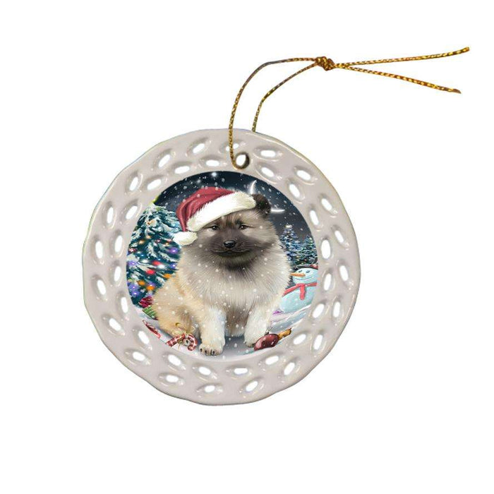 Have a Holly Jolly Keeshond Dog Christmas  Ceramic Doily Ornament DPOR51665